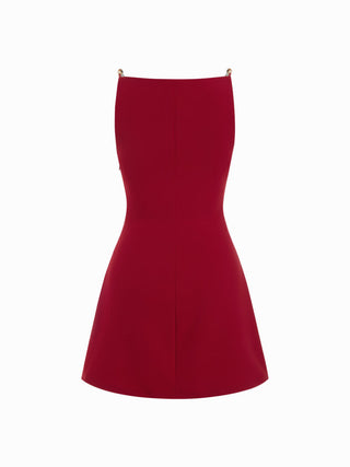 Square Neck Beaded Ruched A-line Cami Mini Dress