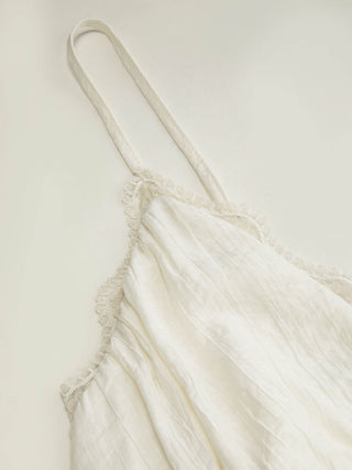 V-neck Lace Panel A-line Cami Midi Dress