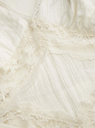 V-neck Lace Panel A-line Cami Midi Dress