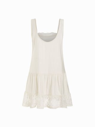 Oversized Square Neckline Lace Trim Mini Nightdress