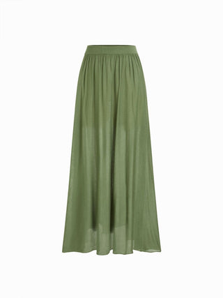 Knit Fabric Knit Mid Rise High Stretch Draped Maxi Skirt For Daily Casual Vacation