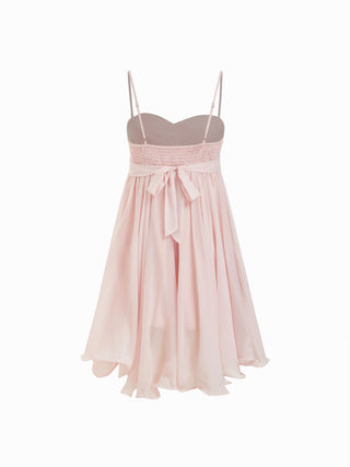 Chiffon Sweetheart Asymmetrical Hem Mini Dress