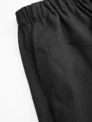 Linen-blend V-neck Ruched Peplum Top & Mid Rise Wide Leg Trousers Set