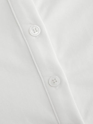 Cotton-blend Collar Lace Trim Button Front Tee