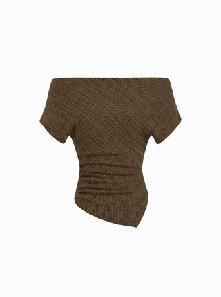 Cotton-blend Asymmetrical Neck Top