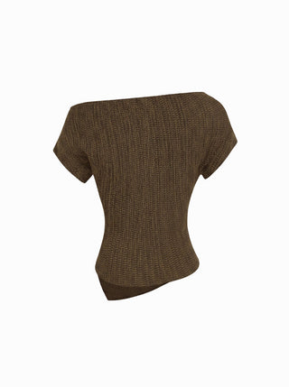 Cotton-blend Asymmetrical Neck Top
