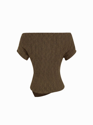 Cotton-blend Asymmetrical Neck Top