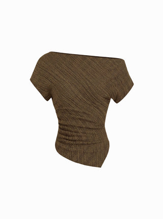 Cotton-blend Asymmetrical Neck Top
