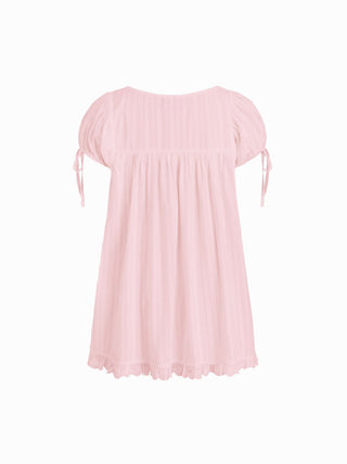 Square Neck Solid Ruffle Knotted Short Sleeve Blouse