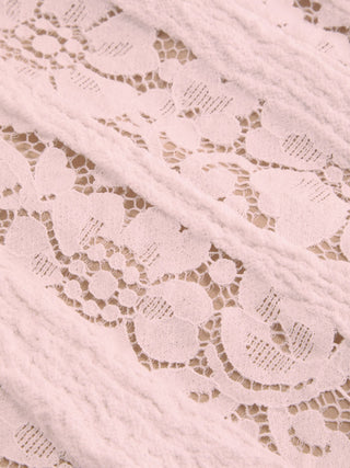 Lace Sculptural Off-Shoulder Knotted Flared Maxi Dress