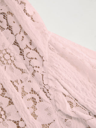 Lace Sculptural Off-Shoulder Knotted Flared Maxi Dress