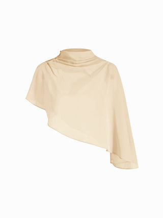 Satin High Neck Cape Sleeve Maxi Dress