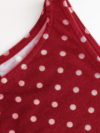 Boat Neck Polka Dot Top & Ruffle Hem Mid Rise Skirt Set