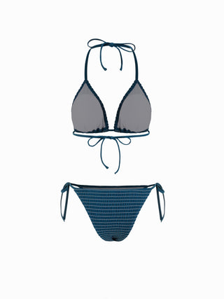 Solid Smocked Triangle Bikini Set
