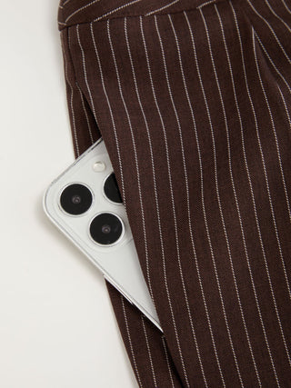 Mid Rise Striped Pleated Barrel-leg Trousers