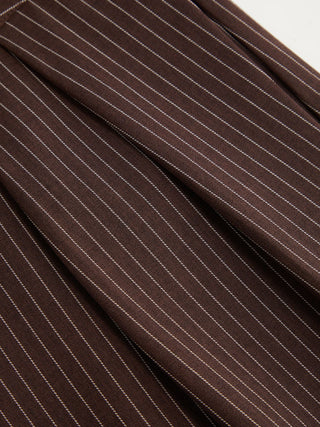 Mid Rise Striped Pleated Barrel-leg Trousers