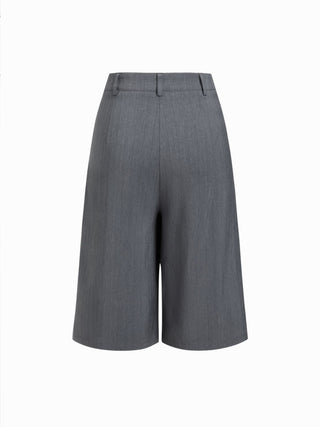 Solid Mid Rise Bermuda Shorts