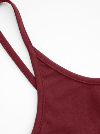 Cotton-blend Square Neck Babydoll Tie-Shoulder Flared Crop Top