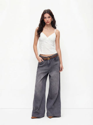 Cotton V-neck Lace Trim Cami Top