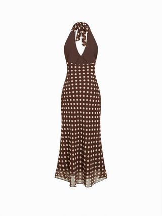 Chiffon Sweetheart Floral Backless Tie Back Mermaid Maxi Dress