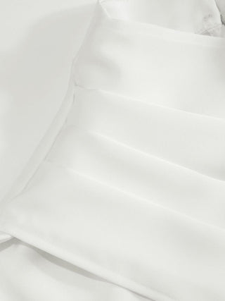 Satin Satin High Neck Draped Long Sleeve Blouse With Scarf For Daily Casual Work