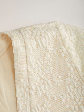 Lace V-Neck Bell Sleeve Ruffle Hem Blouse