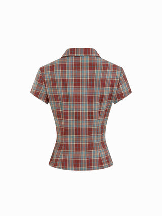 Woven Collar Stripe Short Sleeve Shirt For School