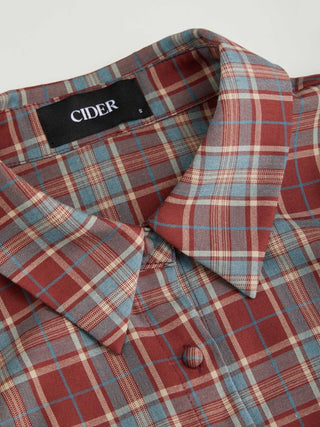 Woven Collar Stripe Short Sleeve Shirt For School