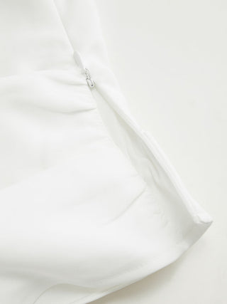 Woven Stand Collar Ruched Crop Blouse