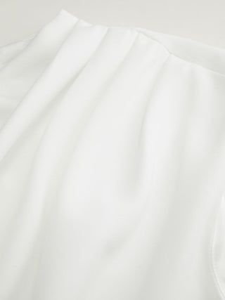 Woven Stand Collar Ruched Crop Blouse