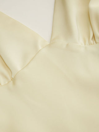 Satin V-neck Twist Knotted Flared Maxi Dress