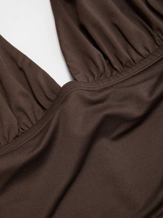 High Stretch Halter Neckline Asymmetrical Flared Mini Dress