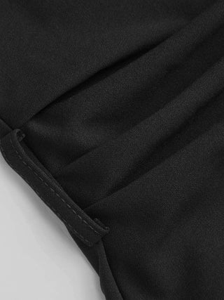 Boat Neck Ruched Belted A-line Mini Dress