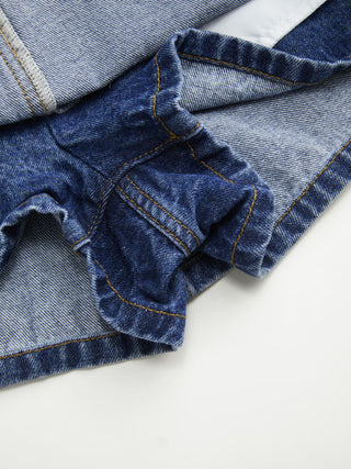 Washed Denim Low Rise A-Line Mini Skort