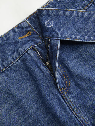Washed Denim Low Rise A-Line Mini Skort