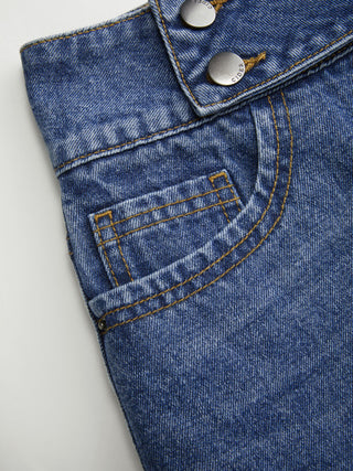 Washed Denim Low Rise A-Line Mini Skort