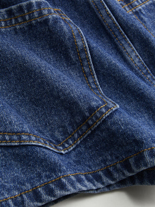 Washed Denim Low Rise A-Line Mini Skort