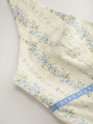 Cotton Floral Halter Neckline Bowknot A-line Mini Dress