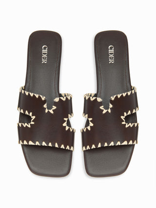 FAUX LEATHER TWO-TONE  SLIPPERS