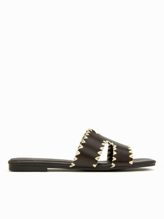 FAUX LEATHER TWO-TONE  SLIPPERS