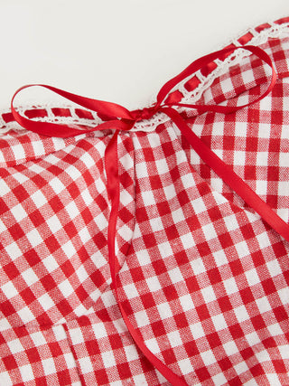 Cotton-blend Sculptural Gingham Halter Neckline Shirred A-line Maxi Dress