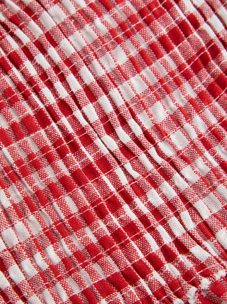 Cotton-blend Sculptural Gingham Halter Neckline Shirred A-line Maxi Dress