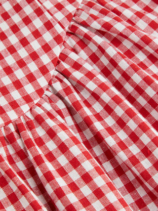 Cotton-blend Sculptural Gingham Halter Neckline Shirred A-line Maxi Dress