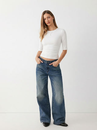 Mid Sleeve Ruched Tee