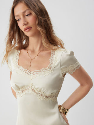 Square Neck Lace Panel Slip Knotted Mini Dress