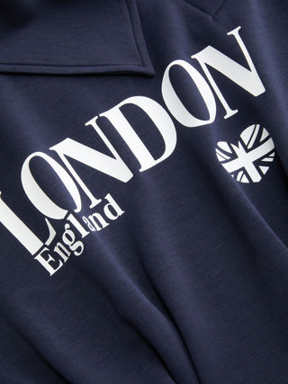 London Heart Graphic Collar Button Top
