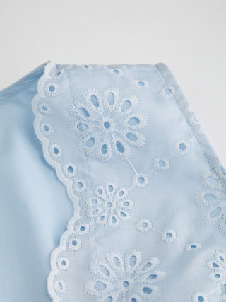 Jacquard V-neck Floral Broderie Anglaise Textured Blouse