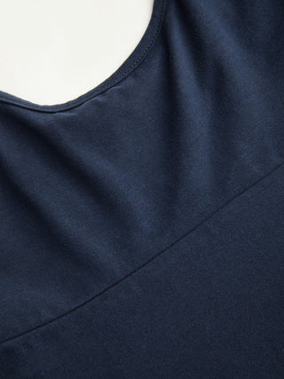 Cotton-blend Square Neck Babydoll Tie-Shoulder Flared Crop Top