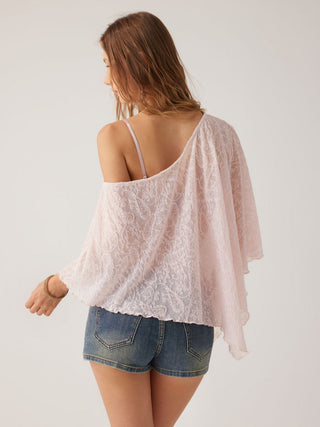 Chiffon Asymmetrical Hem Poncho Top
