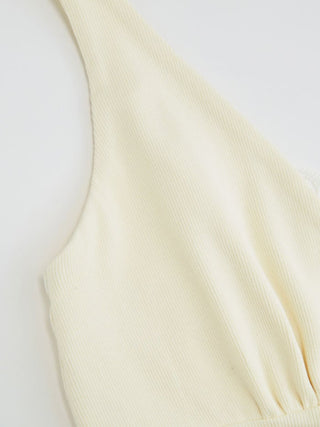 Cotton V-Neck Lace Panel Tank Top